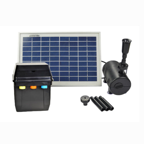 8 Watts Solar Water Pump Kit with Premium Battery Timer Control Box, LED Lights, and Winter Mode