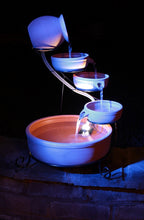 ASC Cascade Ceramic Solar Water Fountain w/ Battery/Timer LED Lights - Used