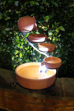 Terracotta Solar Cascade Water Fountain Battery/Timer & LED Lights