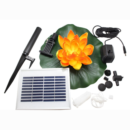 ASC Solar Powered Water Floating Lotus Fountain with Water Pump - Open Box
