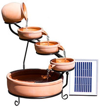 ASC Terracotta Solar Water Fountain Cascade Battery/Timer LED Lights - Used